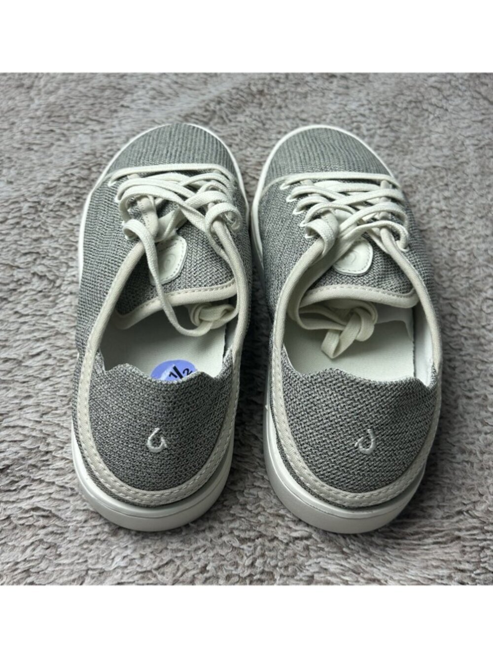 Olukai Pehuea Li Womens Shoes Size 8.5 Tapa White Sand Lace Up Slip On New - Picture 5 of 13